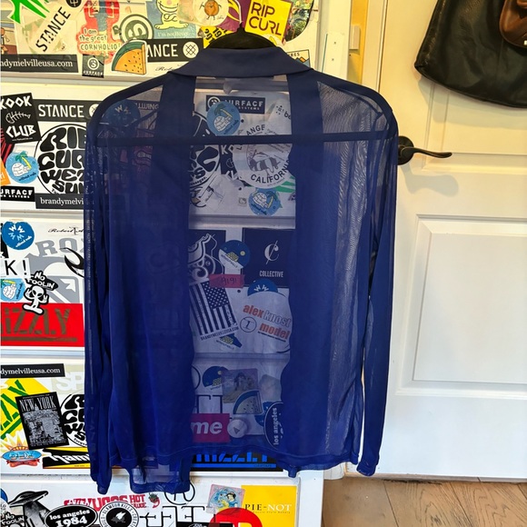 Sheer Blue Button up - Picture 3 of 7